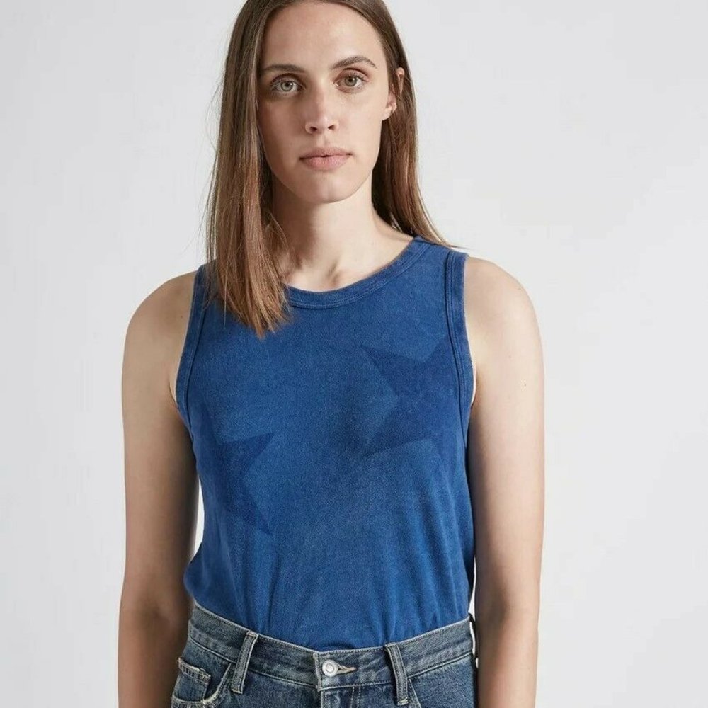 NWT Current/Elliott Muscle Tee Tank blue Stars S 1
